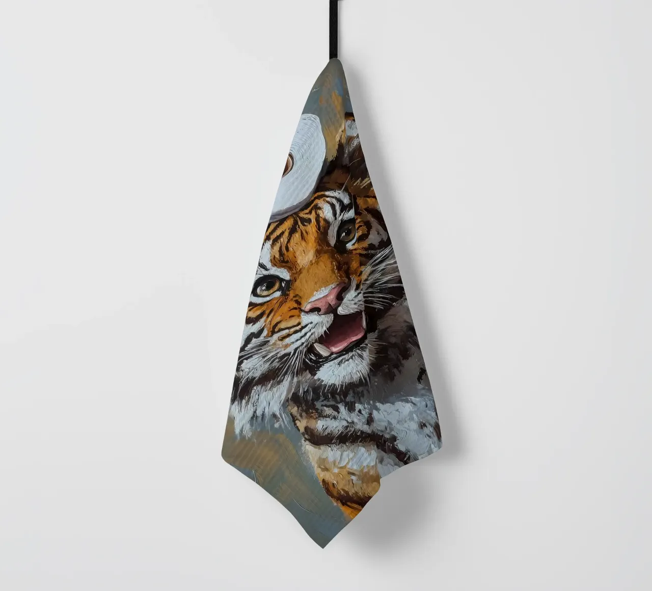 Tigre con carta igienica canovaccio da cucina da Ginnery