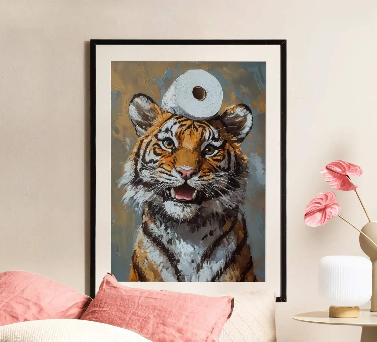 Tiger mit Toilettenpapier Poster von Ginnery