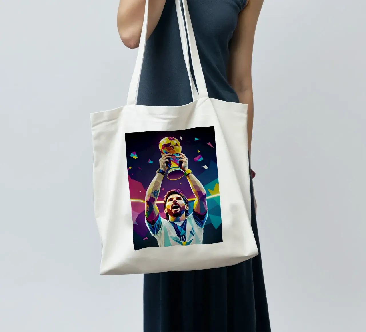 Messi con la coppa borsa in juta da BONANZA
