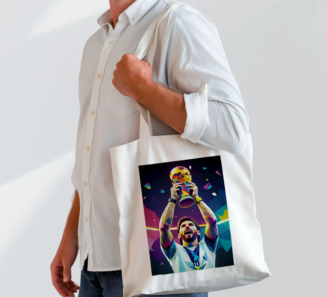 Messi con la coppa borsa in juta da BONANZA