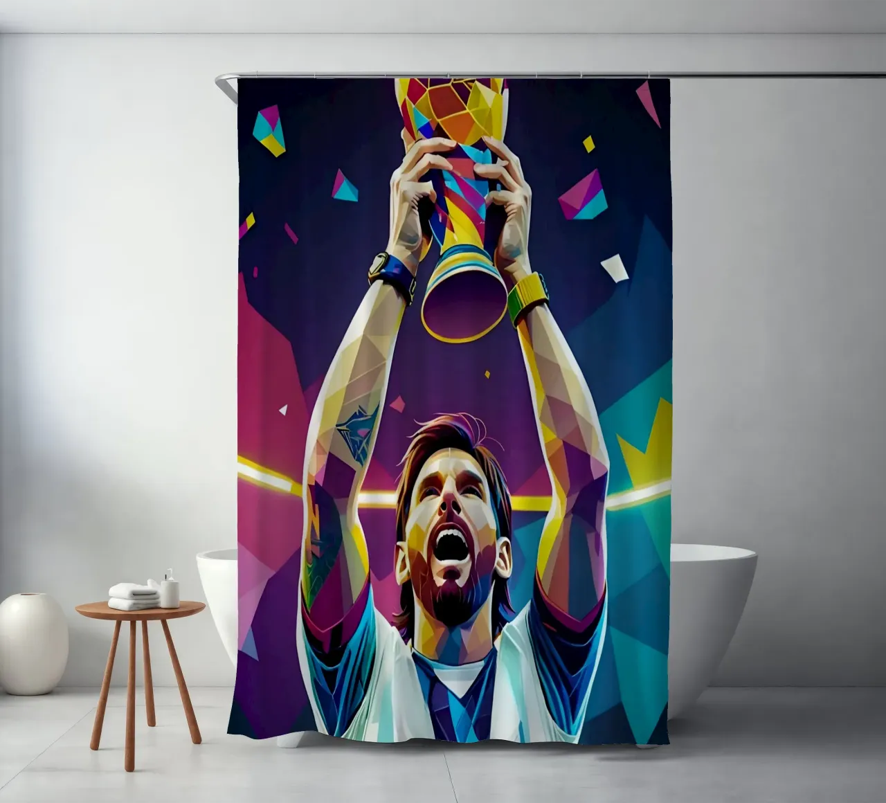 Messi con la coppa tenda da doccia da BONANZA