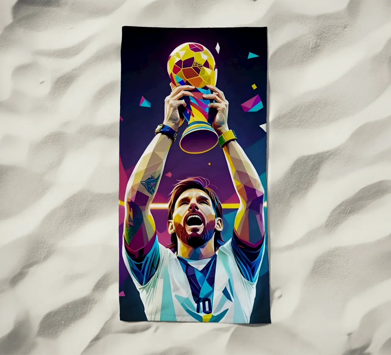 Messi con la coppa telo mare da BONANZA