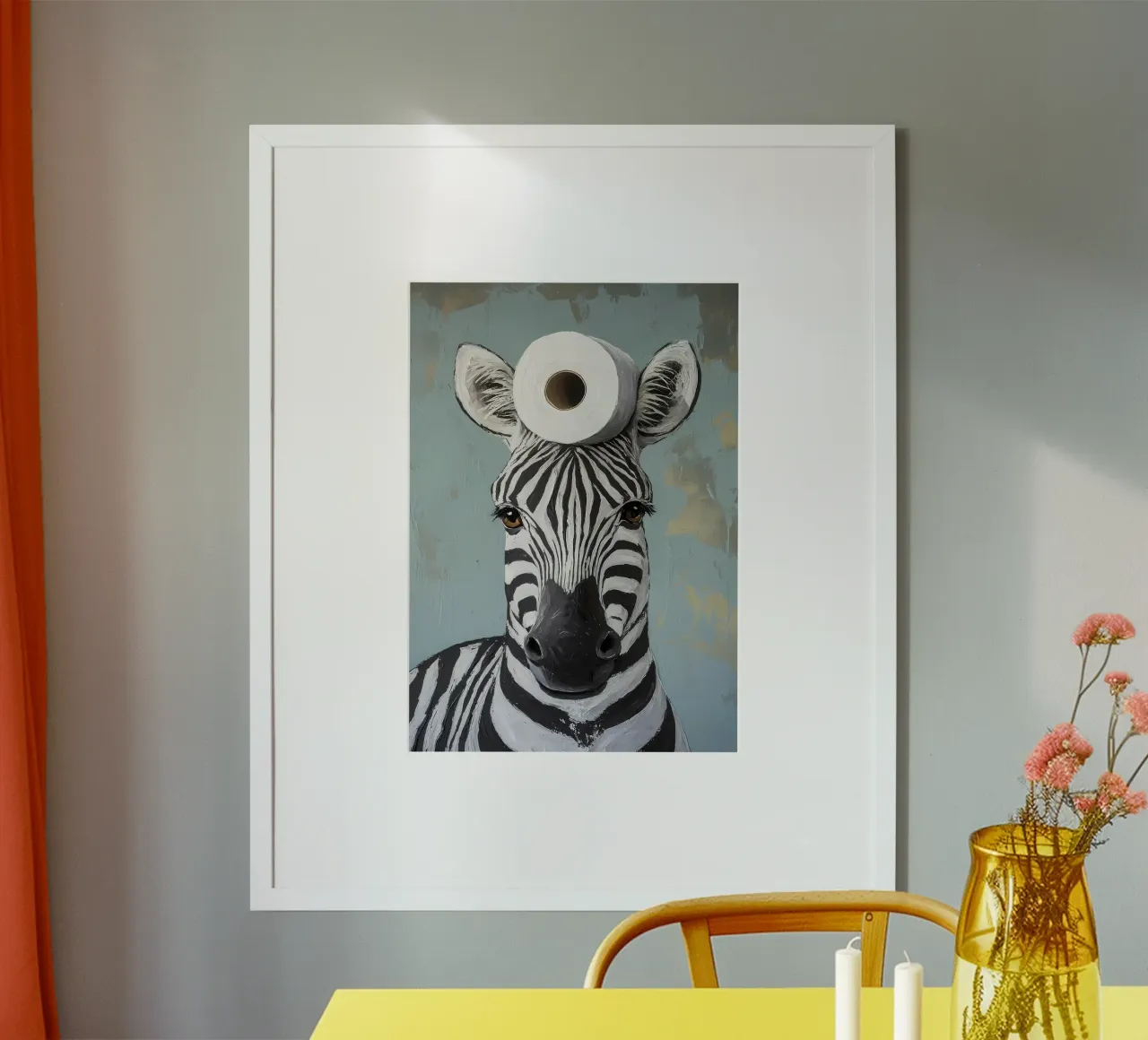 Zebra mit Toilettenpapier Poster von Ginnery