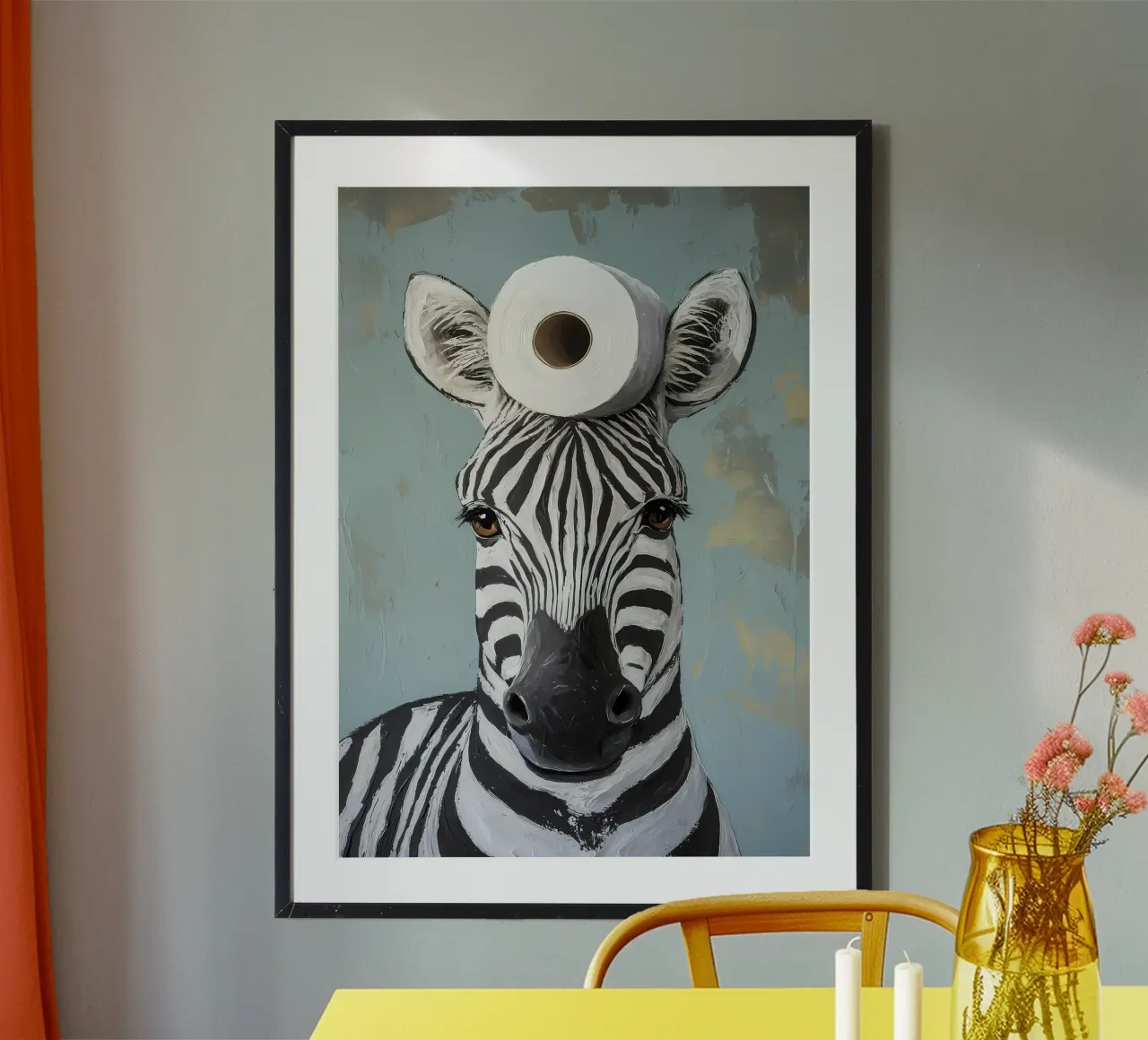 Zebra mit Toilettenpapier Poster von Ginnery