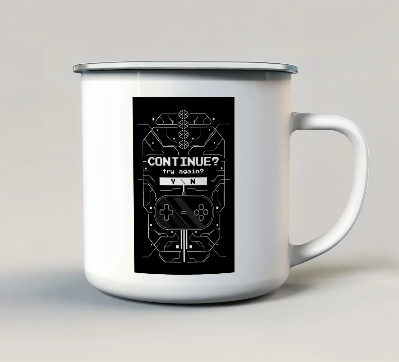 Game Over enamel mug by Delaplane