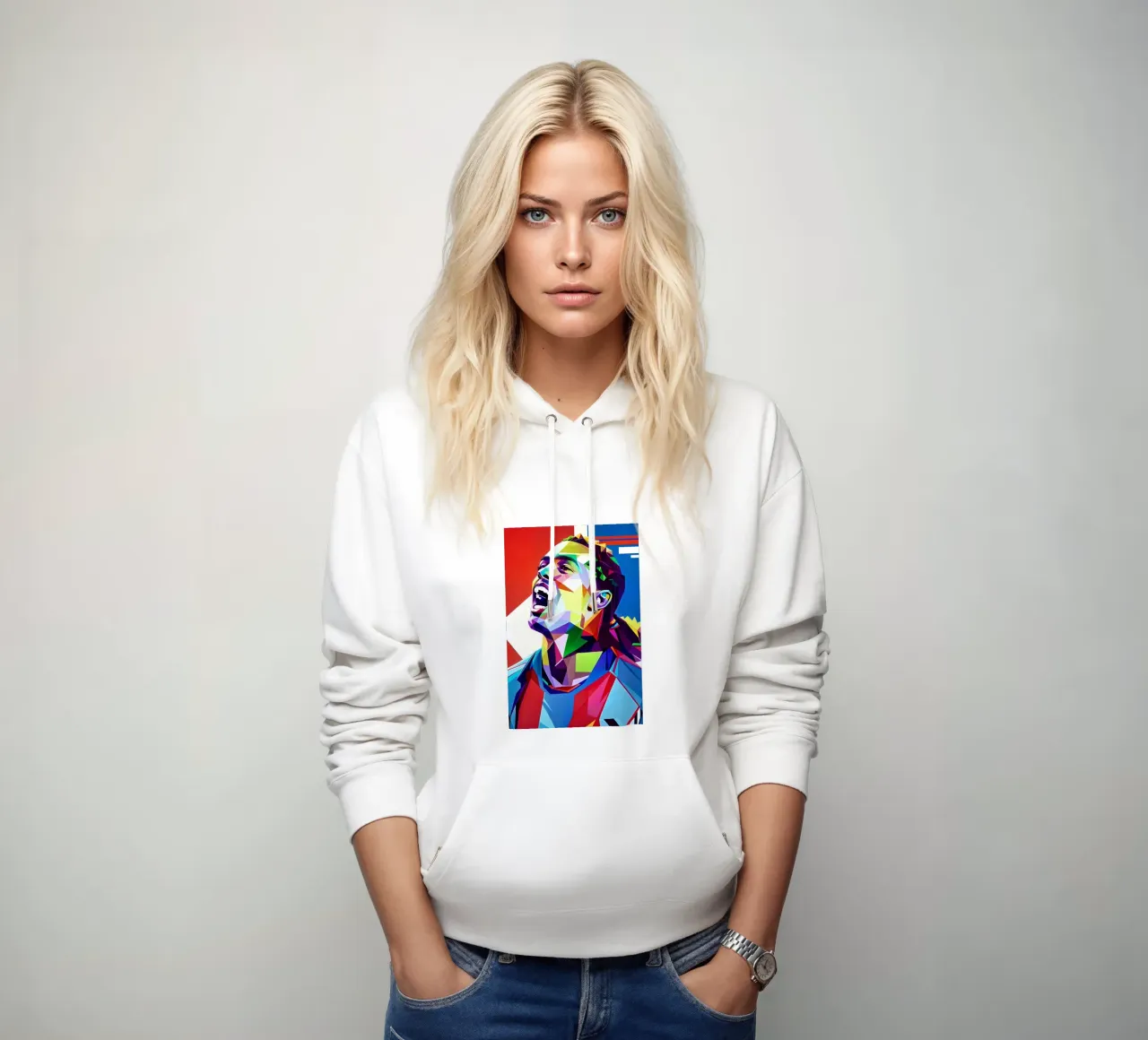 Ronaldinho neon pop art felpa con cappuccio da BONANZA