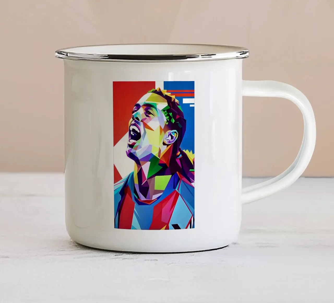 Ronaldinho neon pop art tazza in smalto da BONANZA