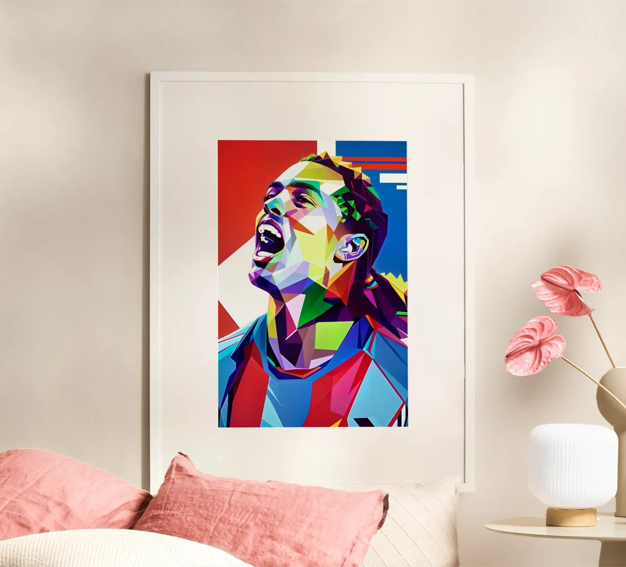 Ronaldinho neon pop art poster con telaio in legno da BONANZA