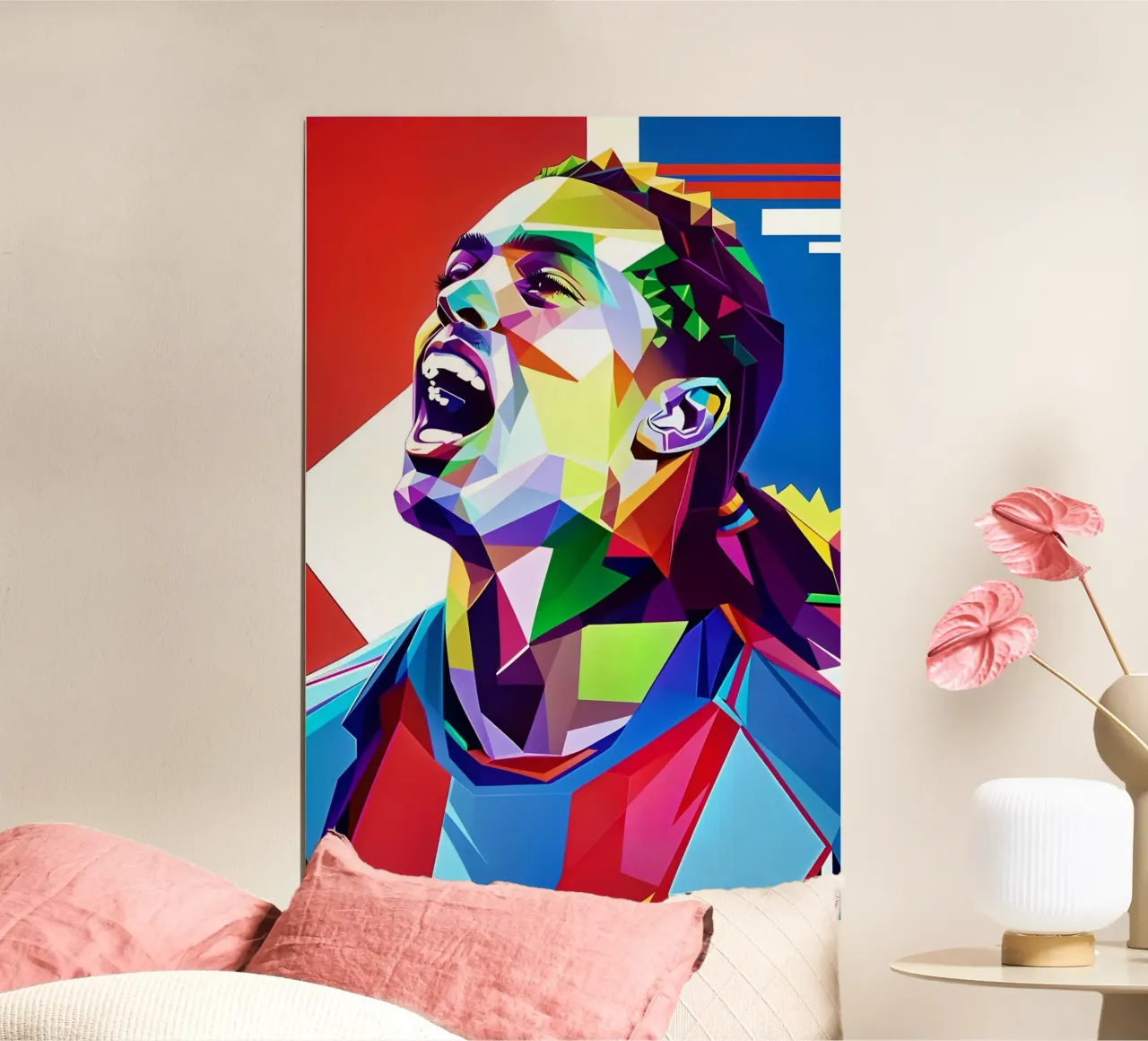 Ronaldinho neon pop art poster con telaio in legno da BONANZA