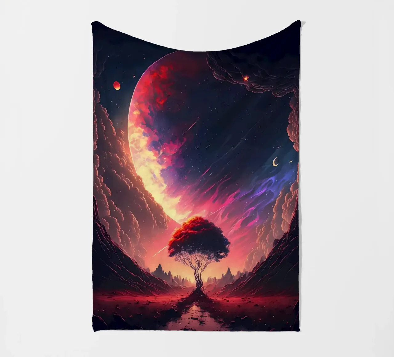 Galaxy Landscape fleece blanket by Mikesell