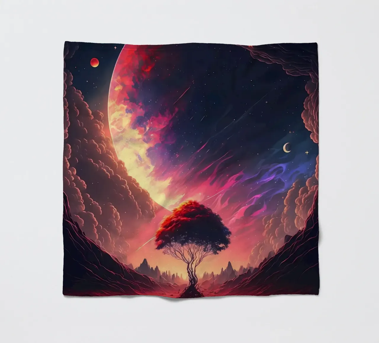 Galaxy Landscape fleece blanket by Mikesell