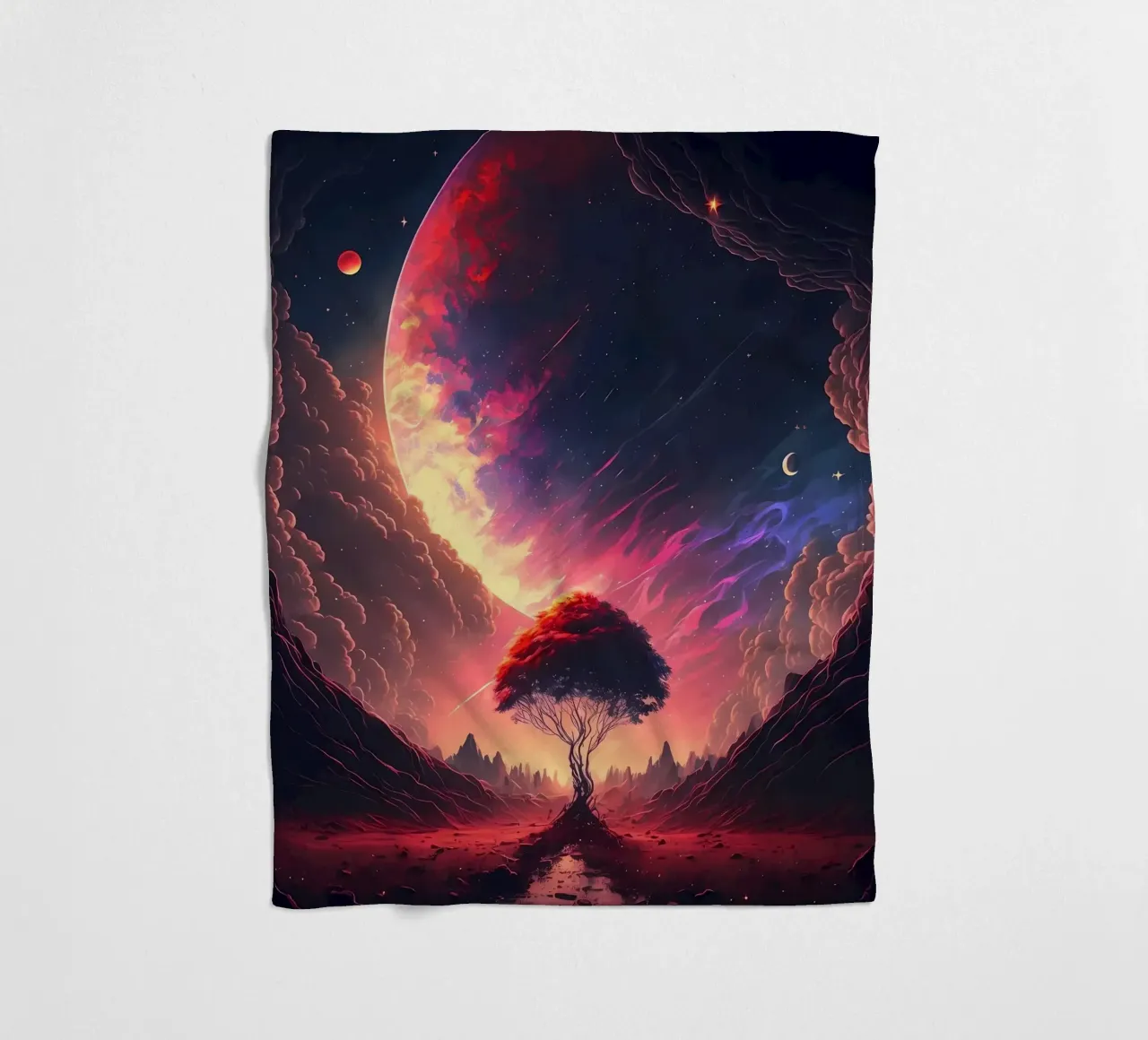 Galaxy Landscape fleece blanket by Mikesell