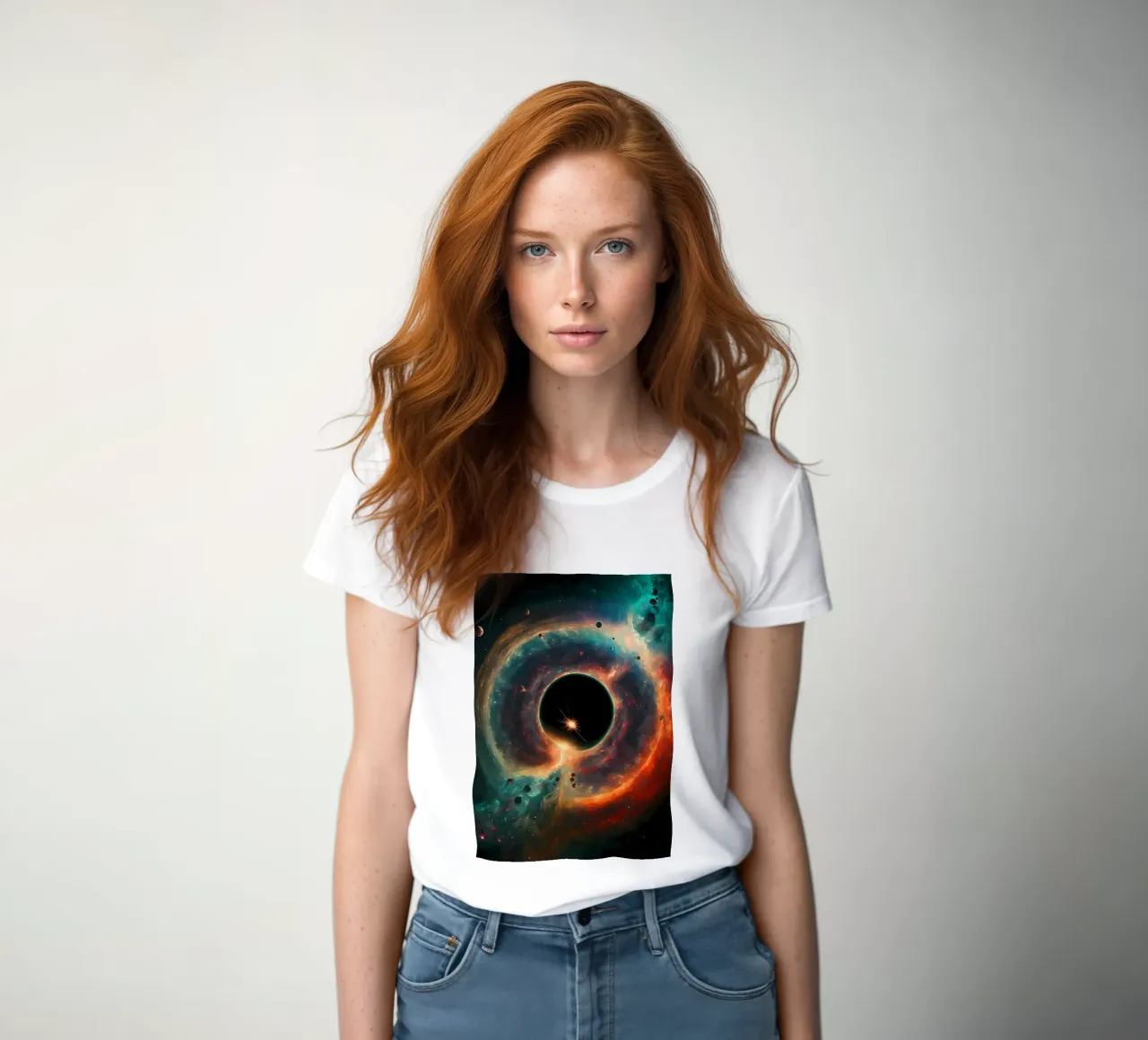 Galaxy Landscape women's fitted t-shirt by Mikesell