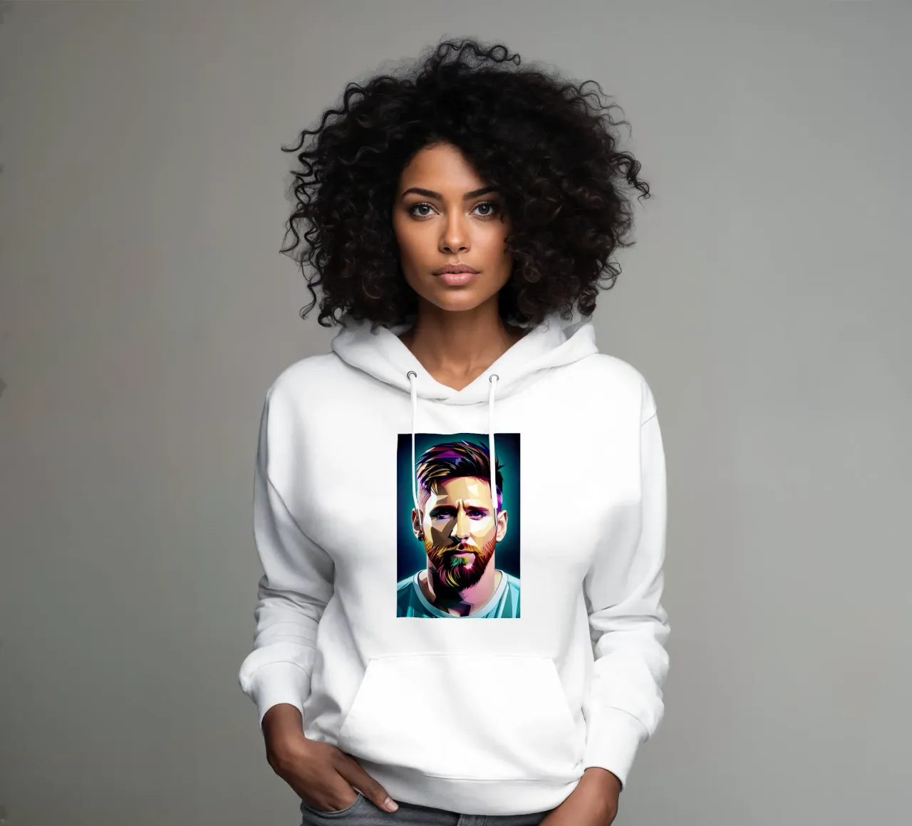 Lionel Messi portrait neon wpap felpa con cappuccio da BONANZA