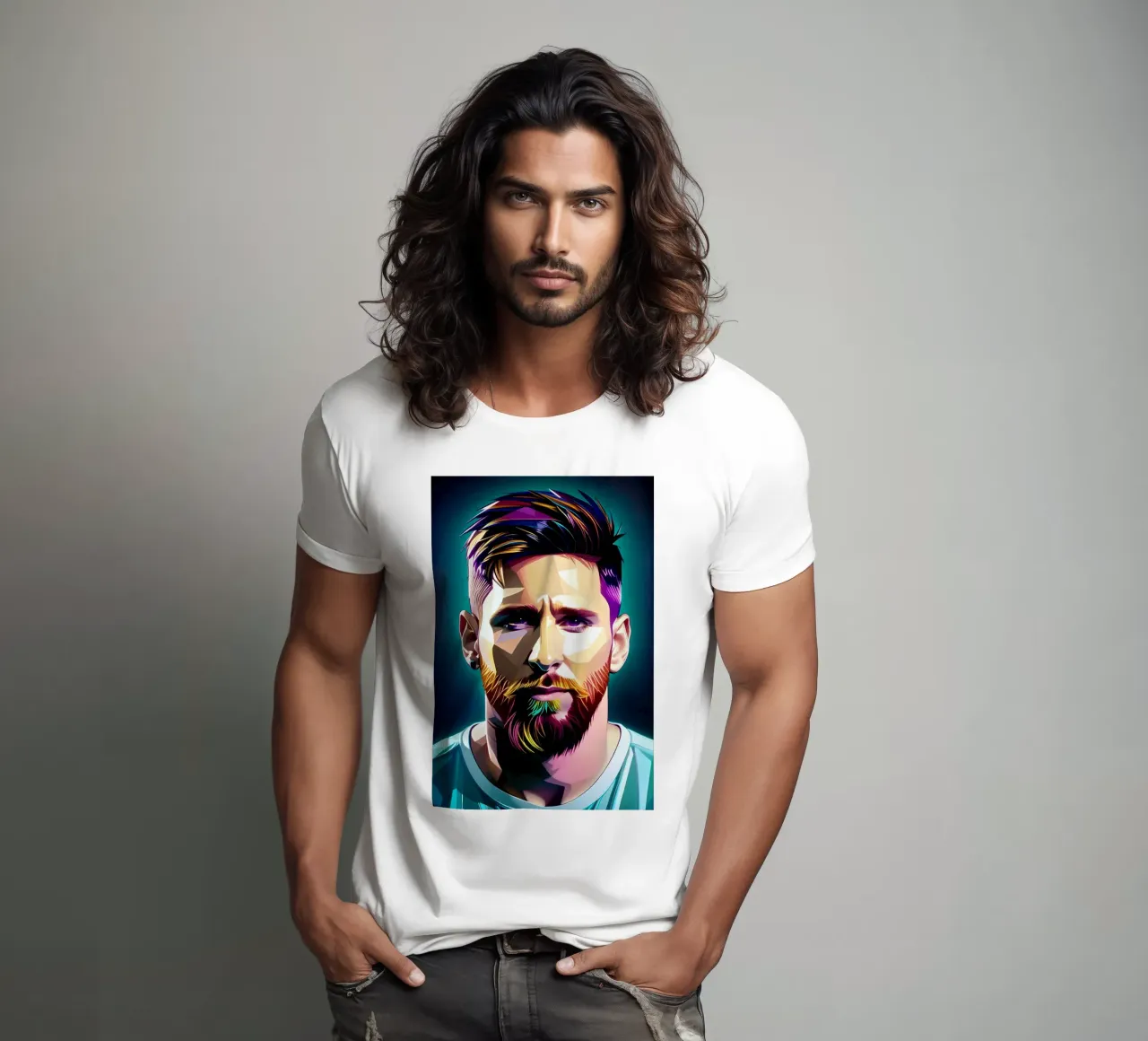 Lionel Messi portrait neon wpap t-shirt da BONANZA