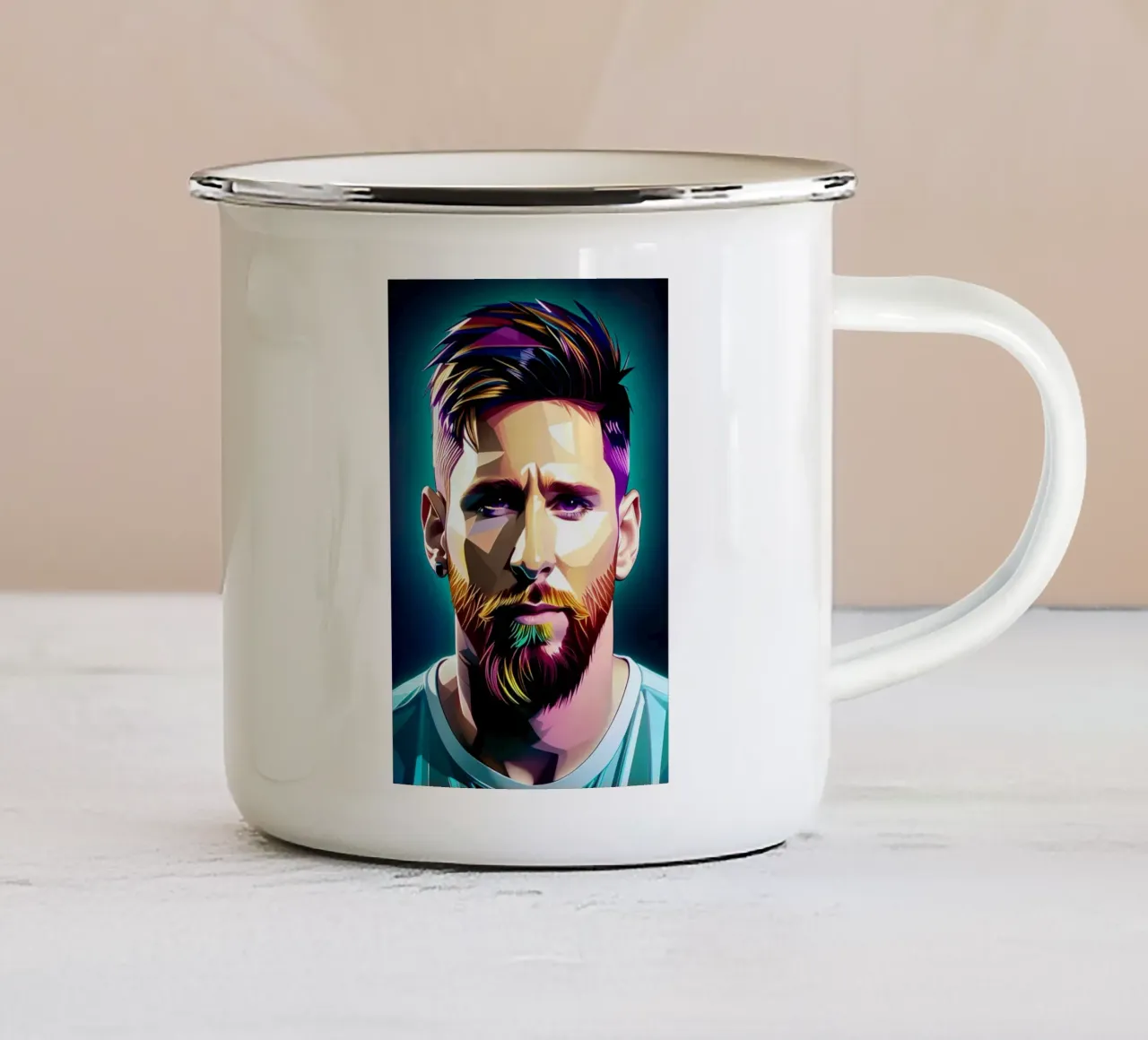 Lionel Messi portrait neon wpap tazza in smalto da BONANZA