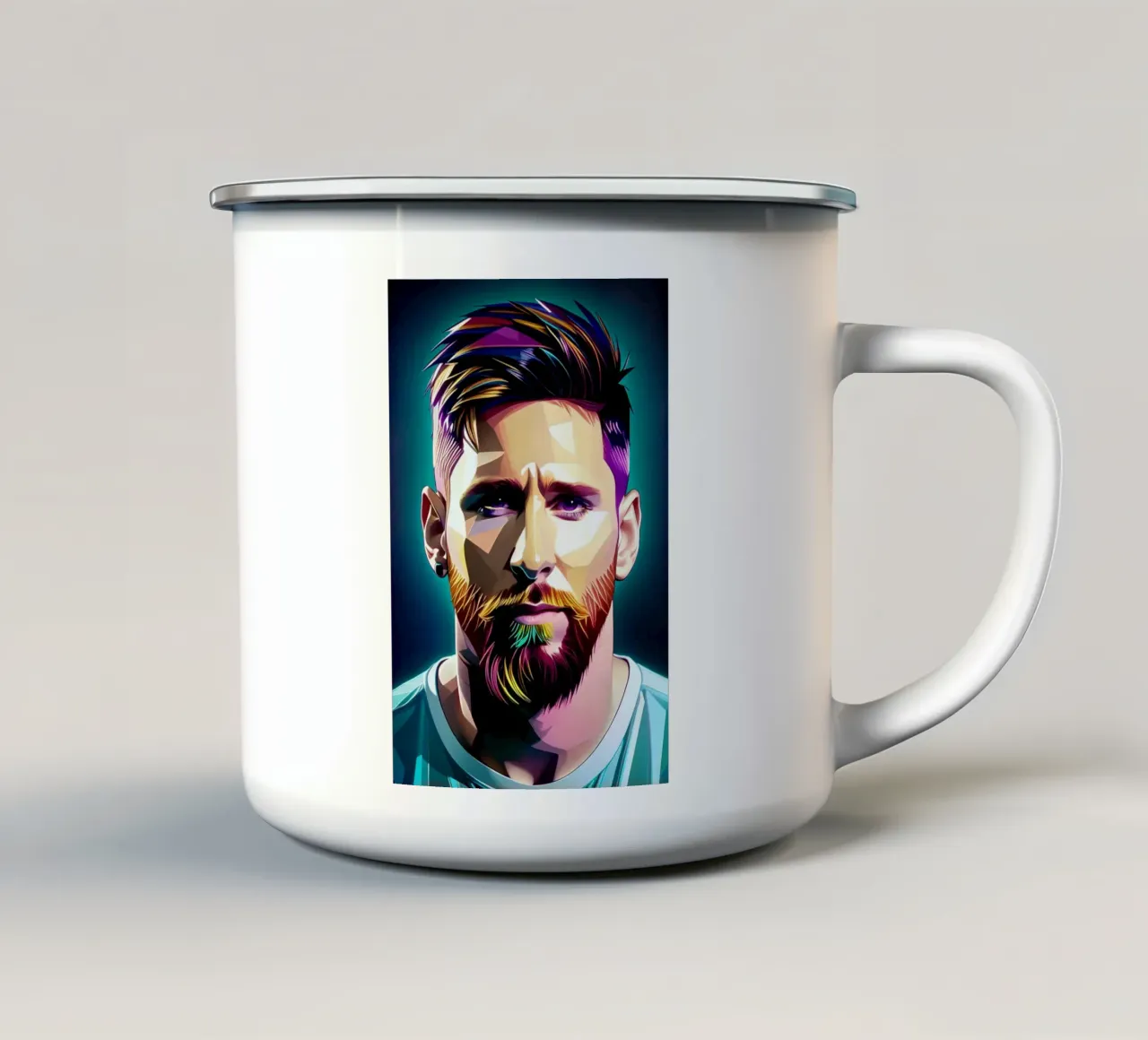 Lionel Messi portrait neon wpap tazza in smalto da BONANZA