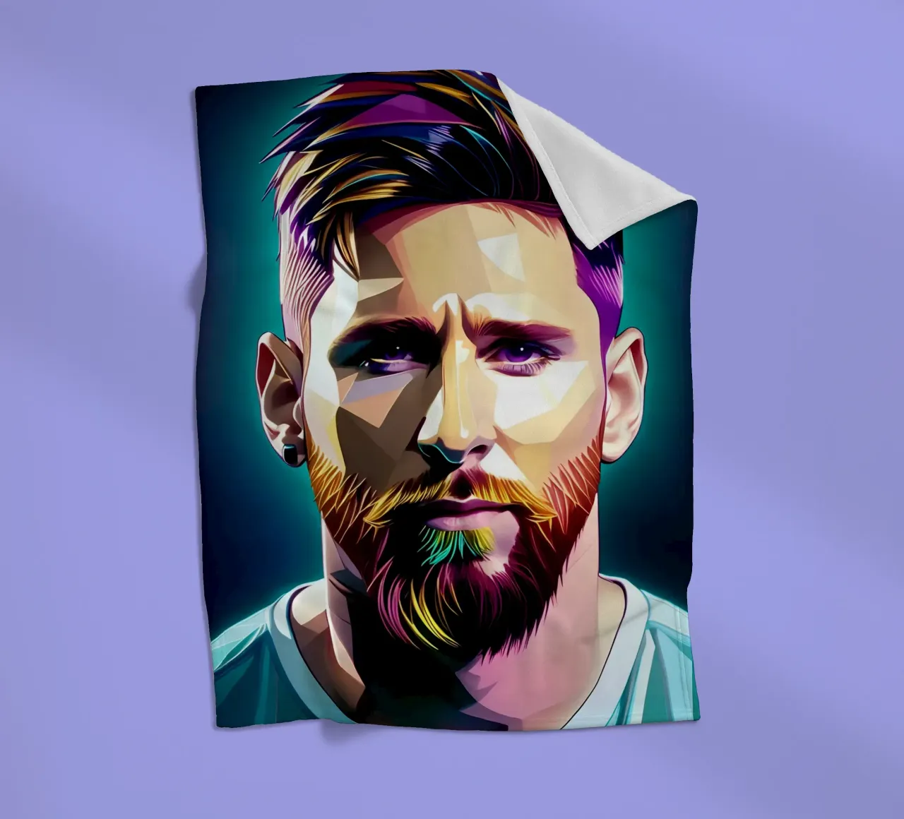 Lionel Messi portrait neon wpap coperta in pile da BONANZA