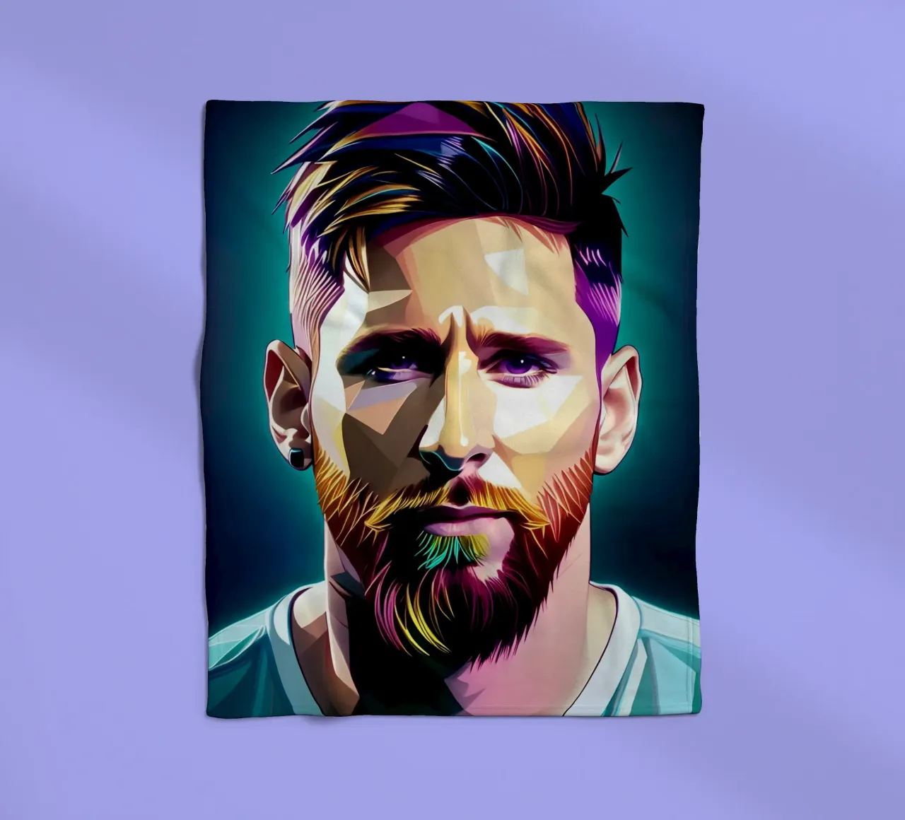Lionel Messi portrait neon wpap coperta in pile da BONANZA
