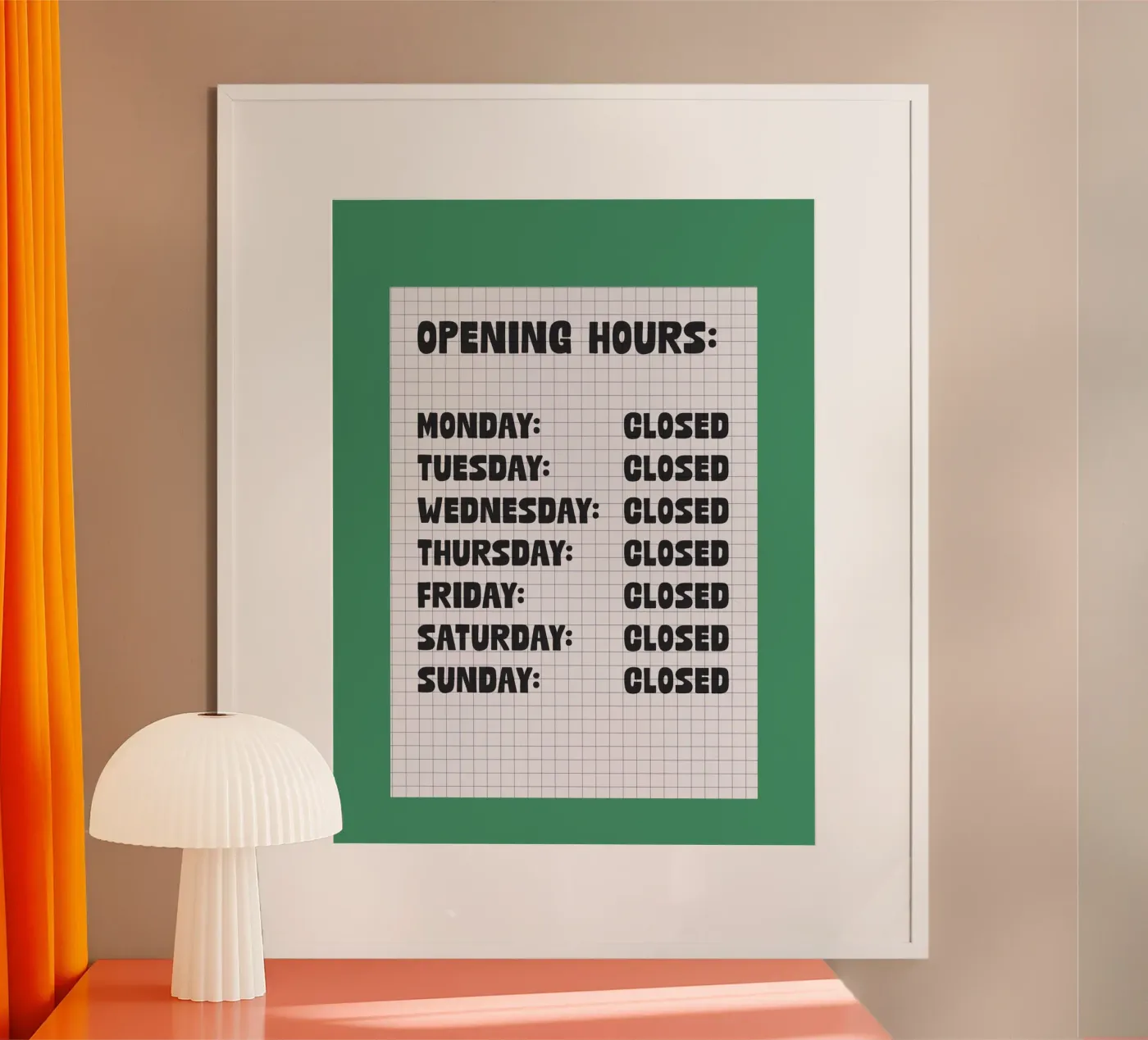 Opening Hours poster da TheGrumpyHomeDecor