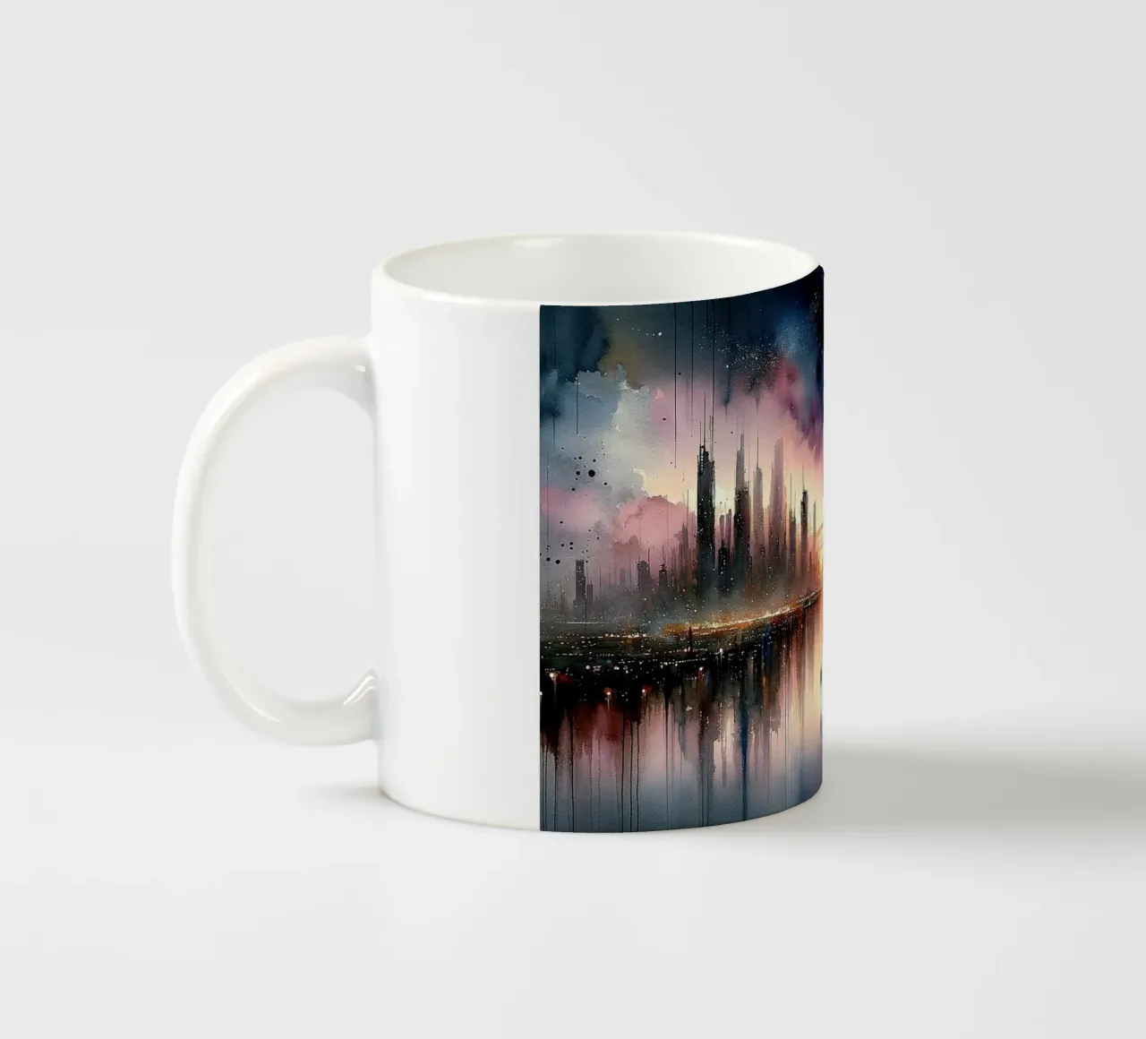 Dawn's Ephemeral Silhouette ceramic mug by Chromatic Fusion Studio