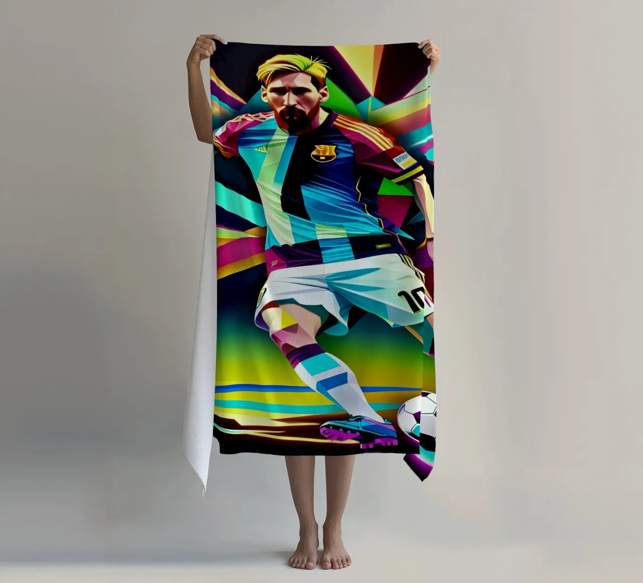 Messi con la palla telo mare da BONANZA