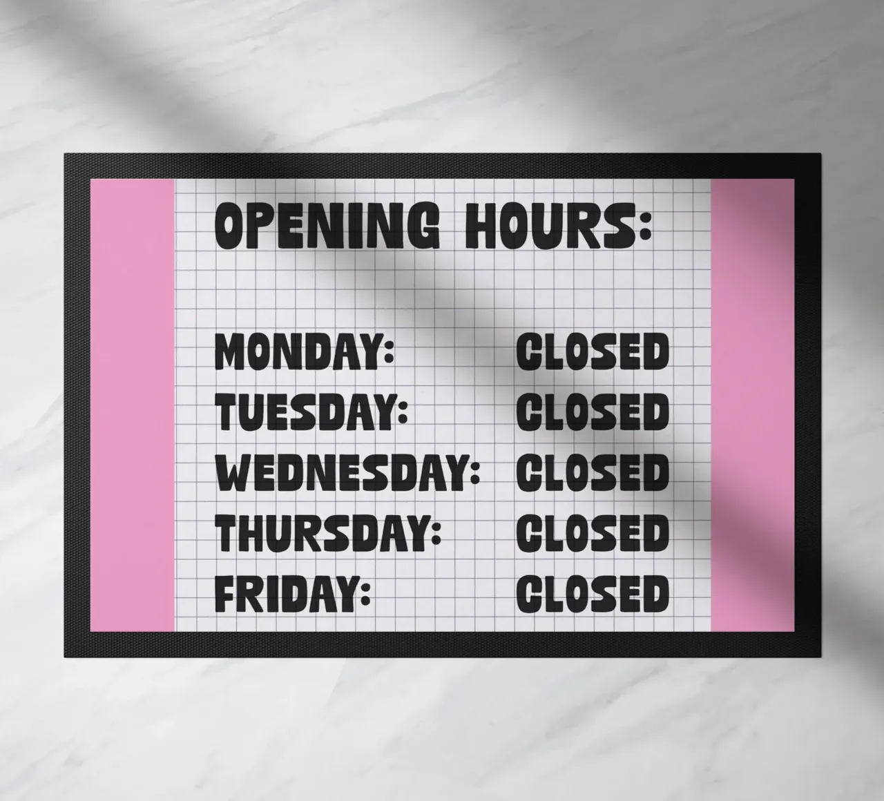 Opening Hours doormat by TheGrumpyHomeDecor