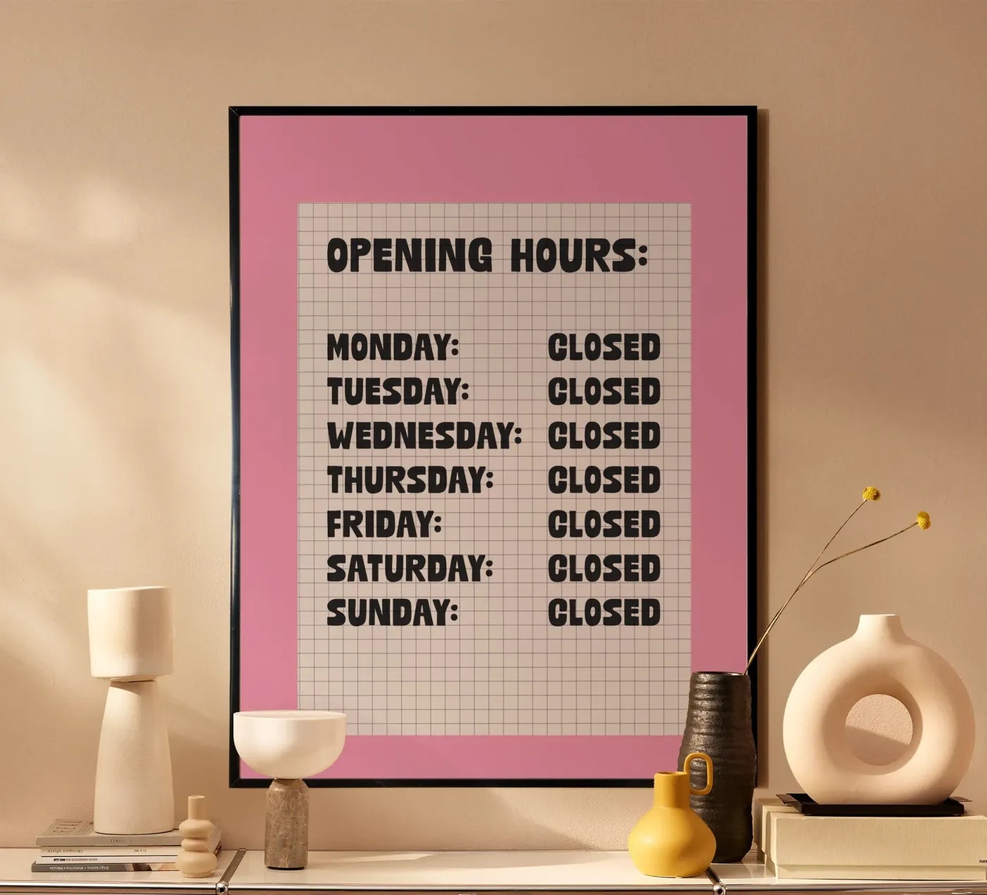 Opening Hours poster da TheGrumpyHomeDecor