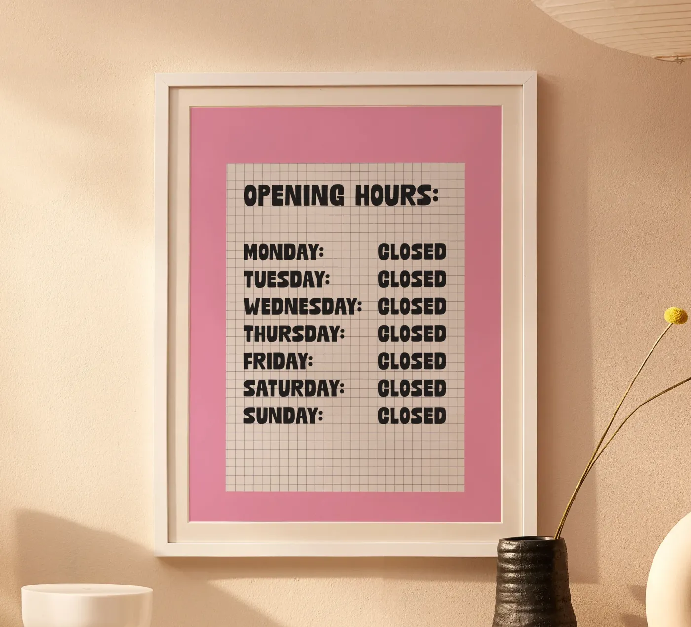 Opening Hours poster da TheGrumpyHomeDecor