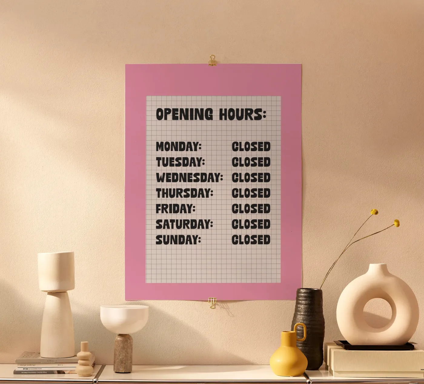 Opening Hours poster da TheGrumpyHomeDecor