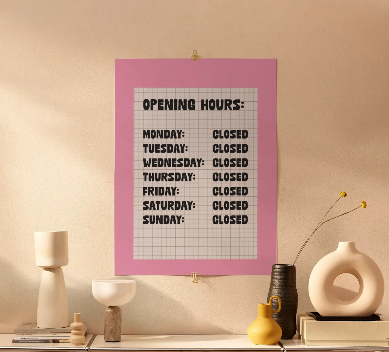 Opening Hours poster by TheGrumpyHomeDecor