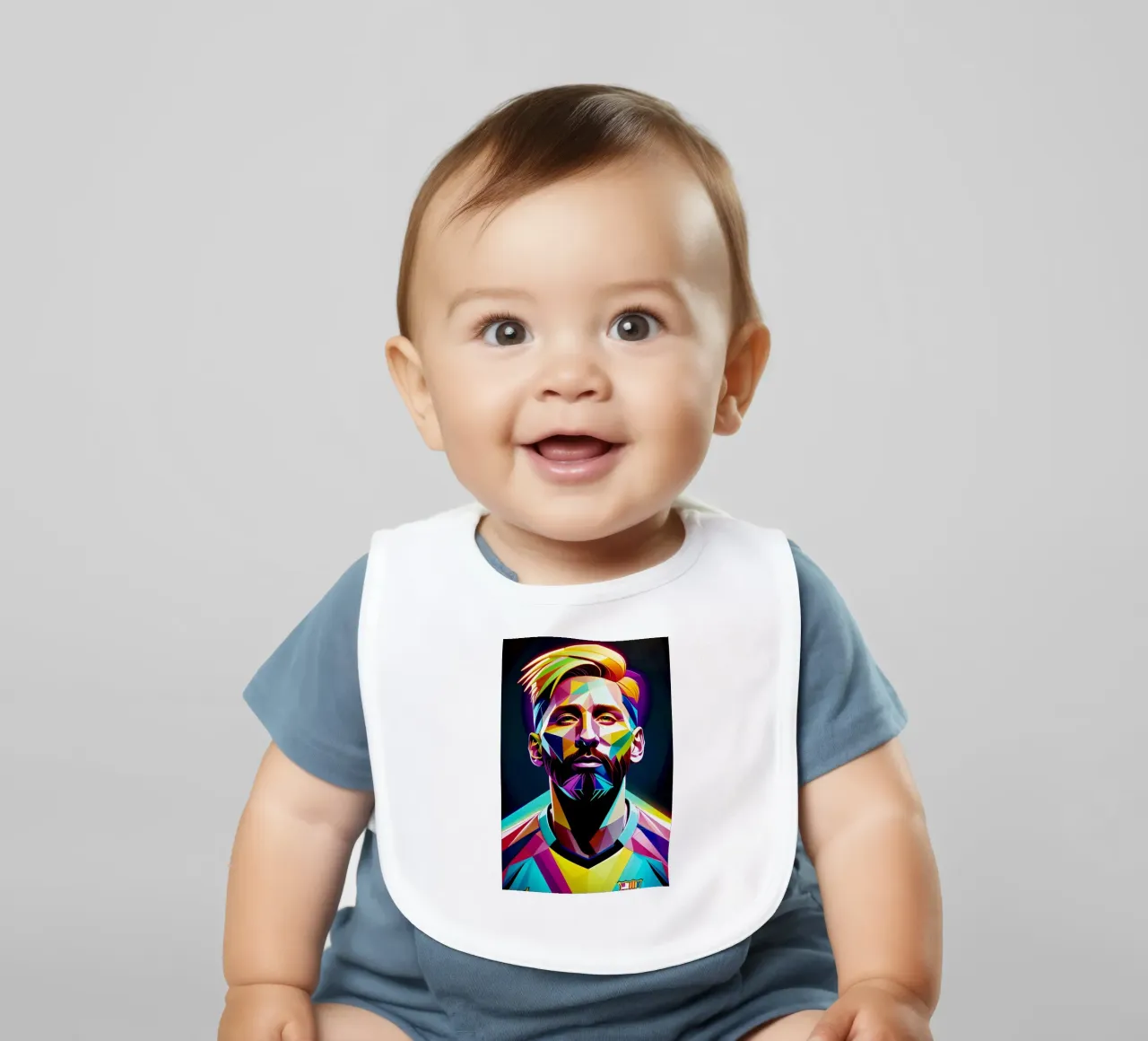 Messi ritratto al neon wpap bavaglino da BONANZA