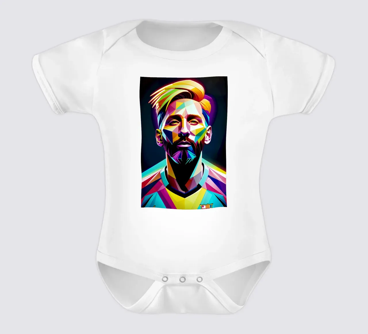 Messi Porträt neon wpap Kurzarm Babybody von BONANZA