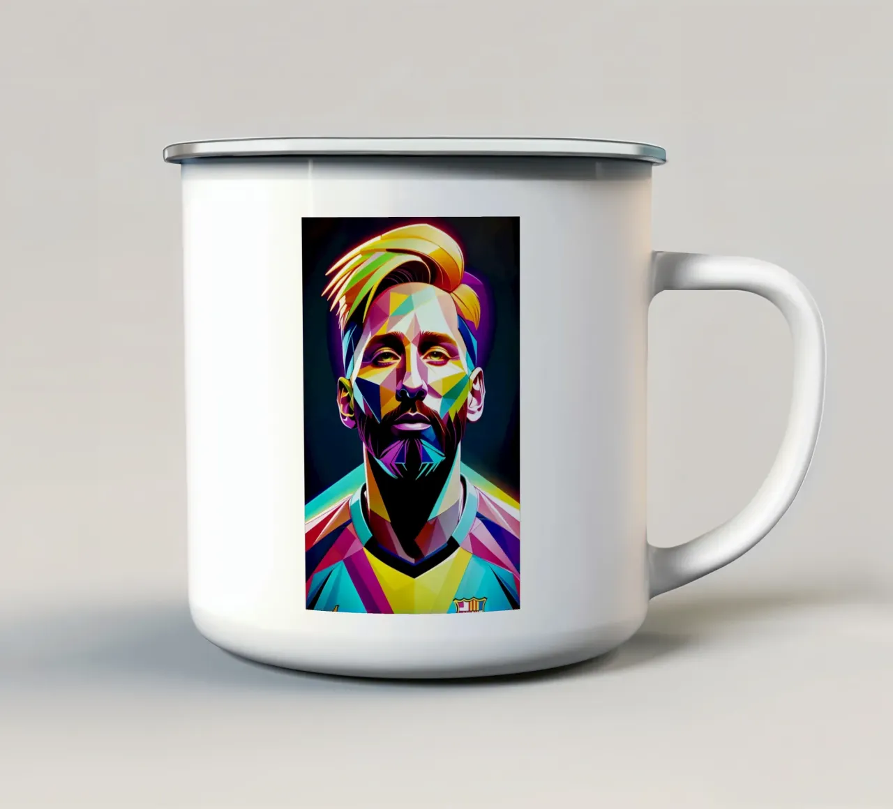 Messi Porträt neon wpap Emaille Tasse von BONANZA