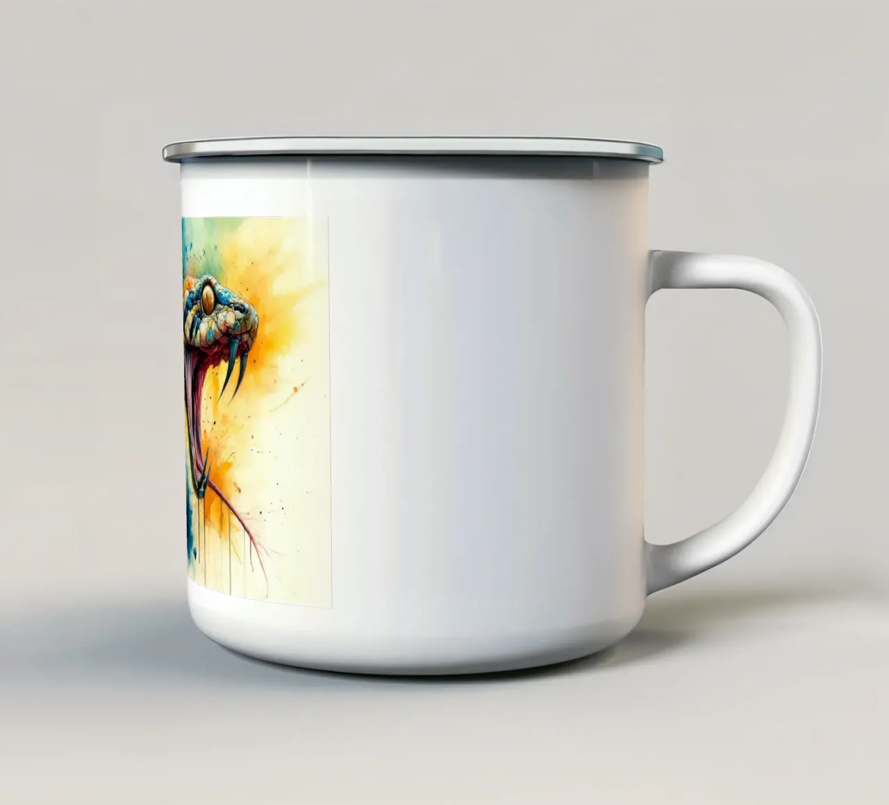 Sguardo predatorio scatenato tazza in smalto da Chromatic Fusion Studio