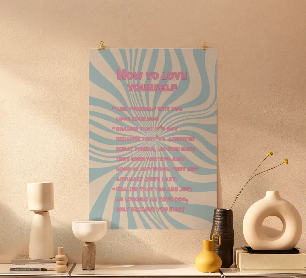 How to love yourself poster con telaio in alluminio da thesoulhugclub