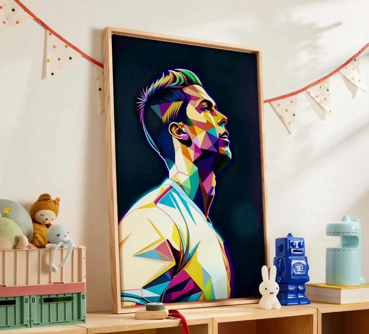 Cristiano Ronaldo neon wpap Leinwand mit Schattenfugenrahmen von BONANZA