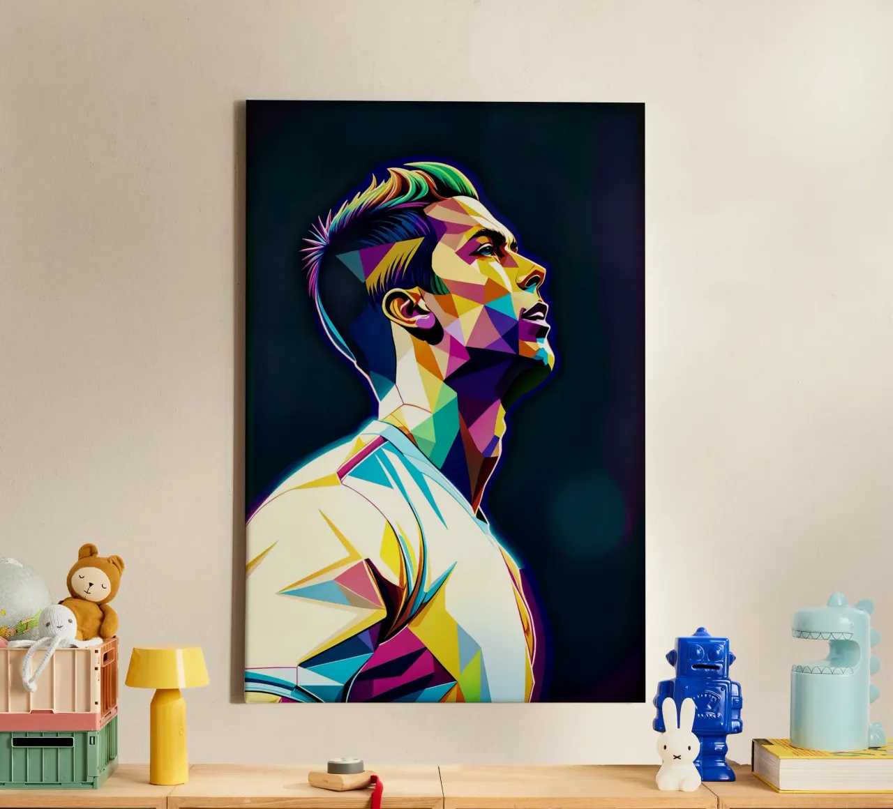 Cristiano Ronaldo neon wpap Leinwand mit Schattenfugenrahmen von BONANZA