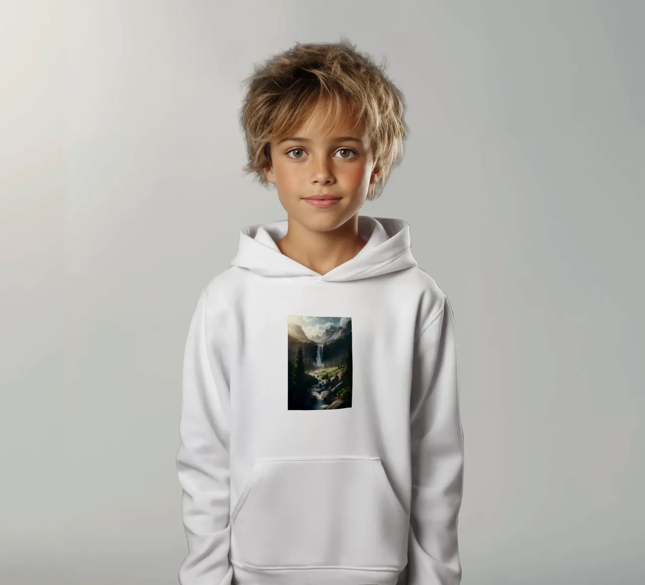 Wasserfall im Wald Natur Kinder Hoodie von Ginnery