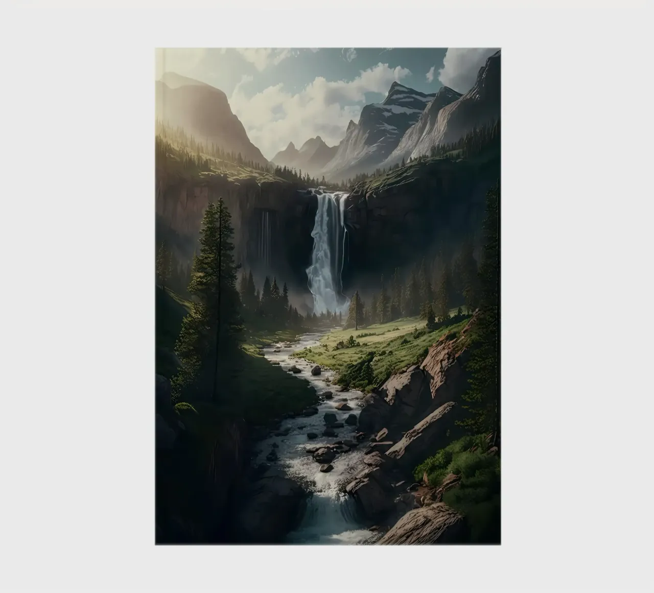 Waterfall in Forest Nature notebook by Ginnery