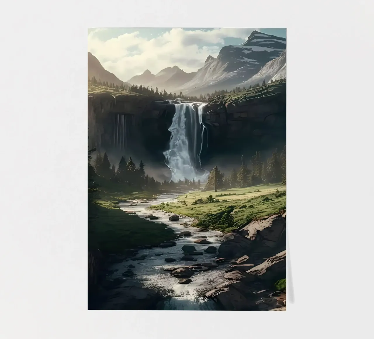 Wasserfall im Wald Natur Stickerbogen von Ginnery