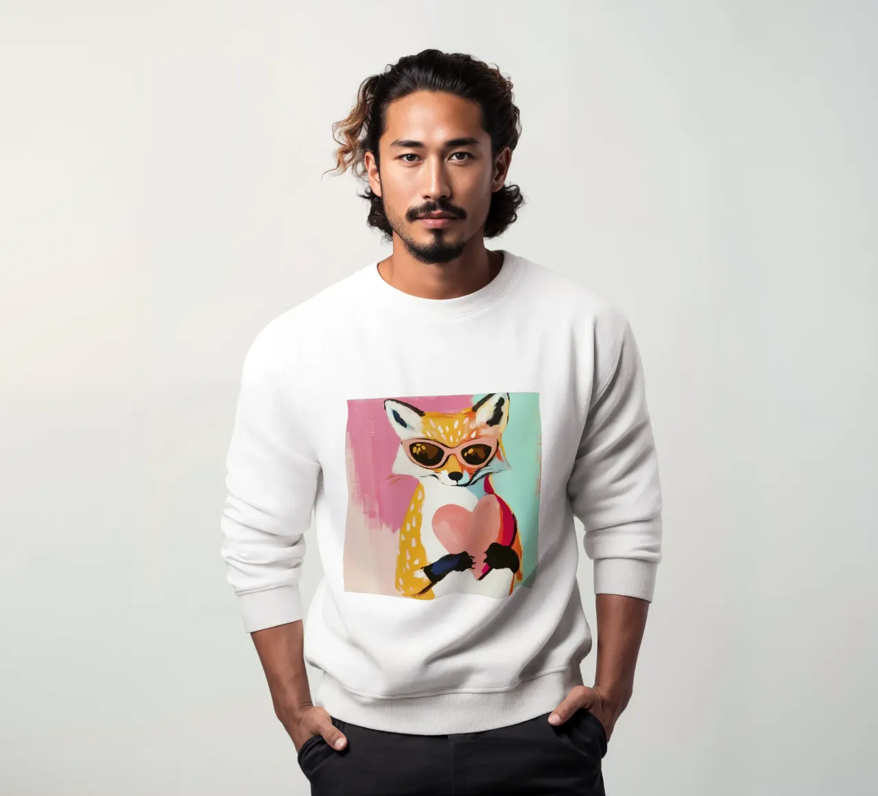 Whimiscal Cool Fox con corazón sudadera de Modern Muse