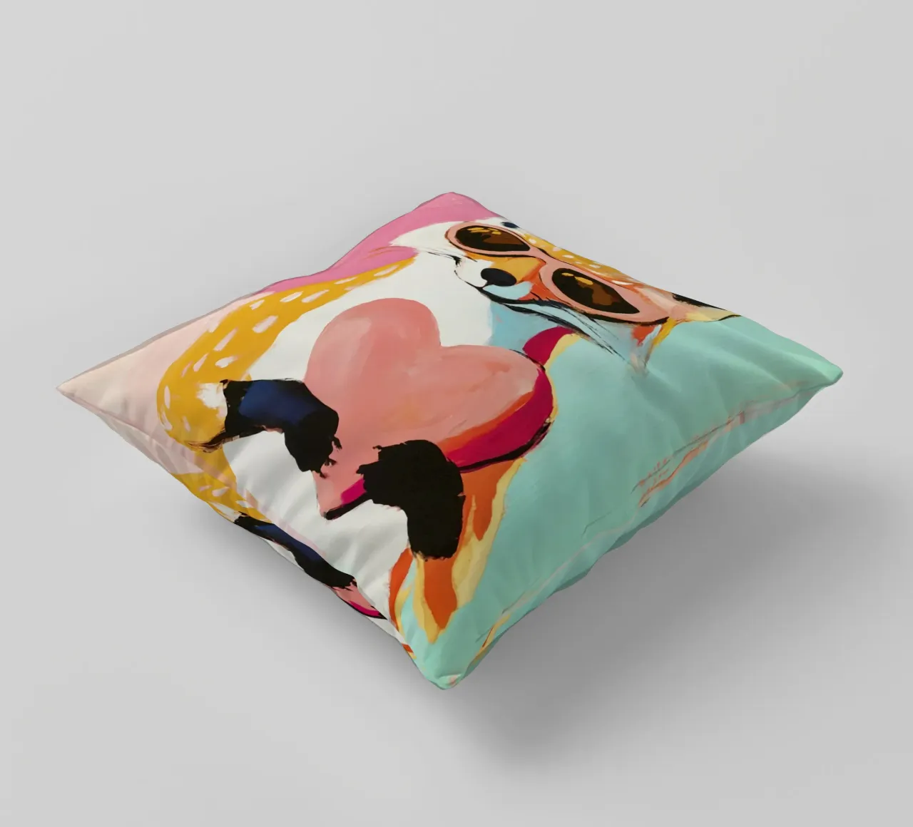 Volpe fredda Whimiscal con cuore cuscino da Modern Muse