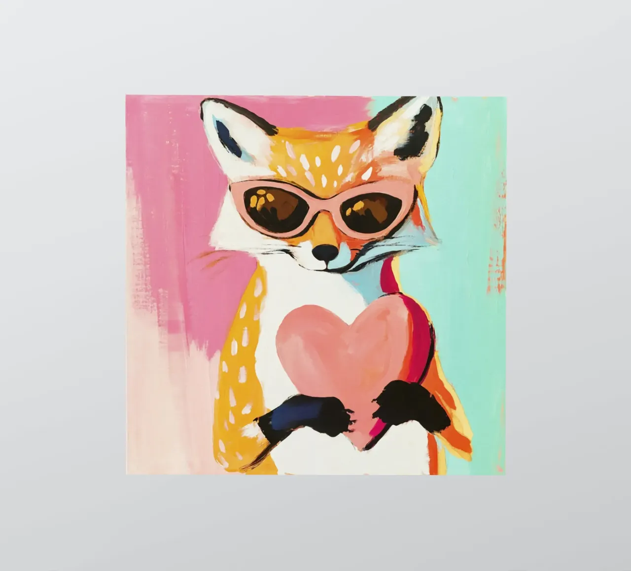 Whimiscal Cool Fox with Heart sticker by Modern Muse