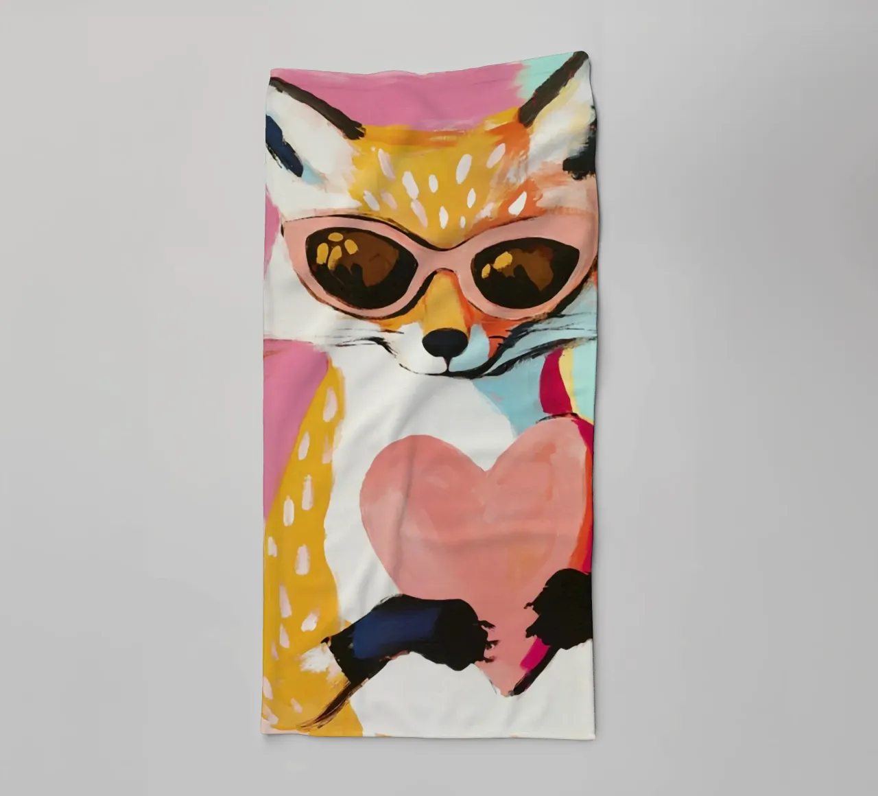 Whimiscal Cool Fox with Heart towel by Modern Muse