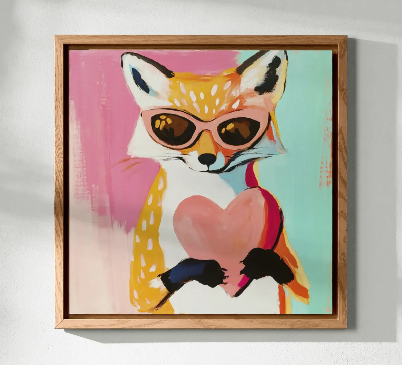 Whimiscal Cool Fox with Heart alu-dibond by Modern Muse