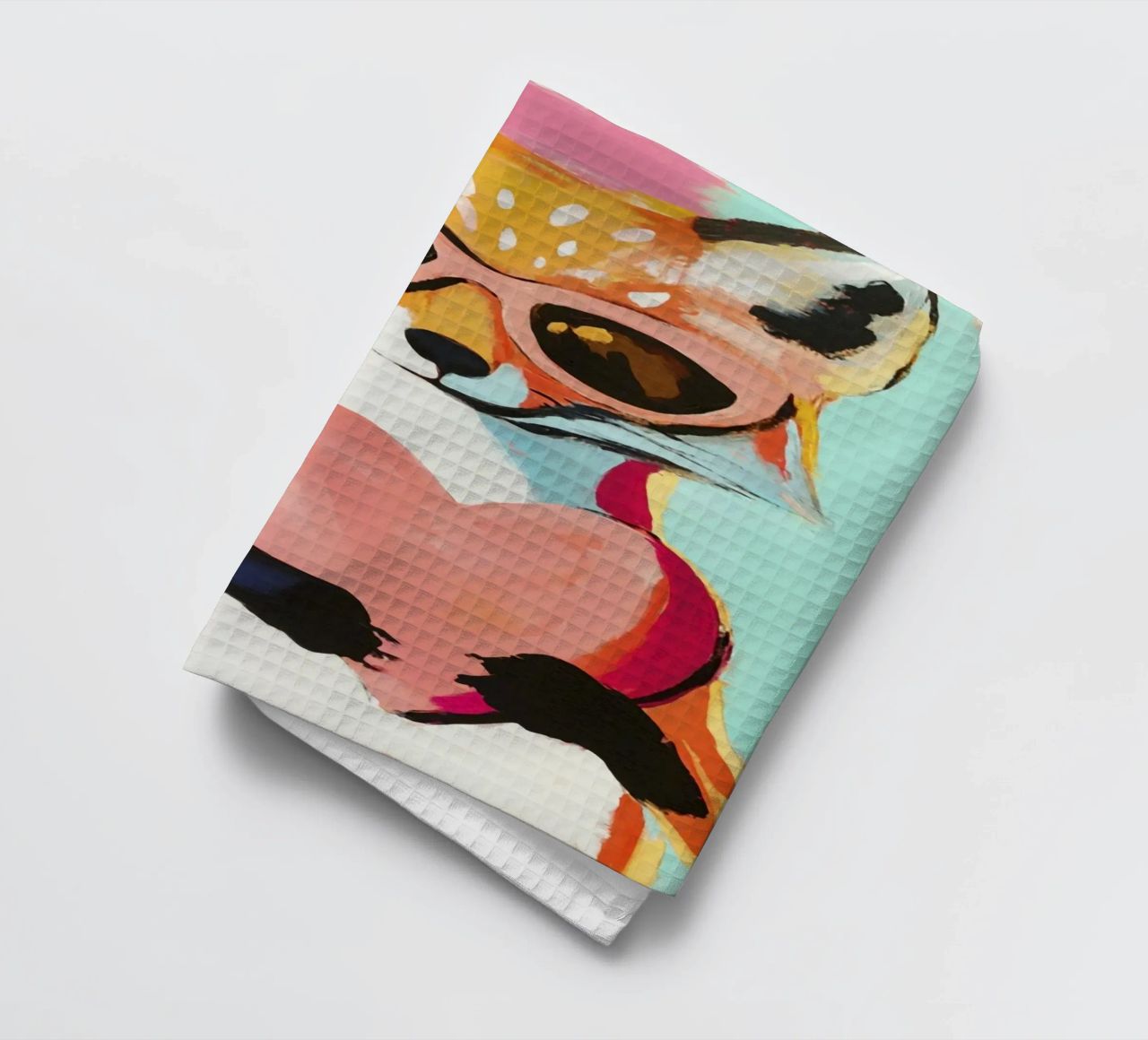 Whimiscal Cool Fox avec cœur torchon de Modern Muse