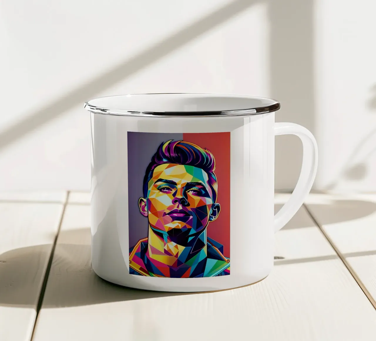 Cristiano Ronaldo pop art neon tazza in smalto da BONANZA