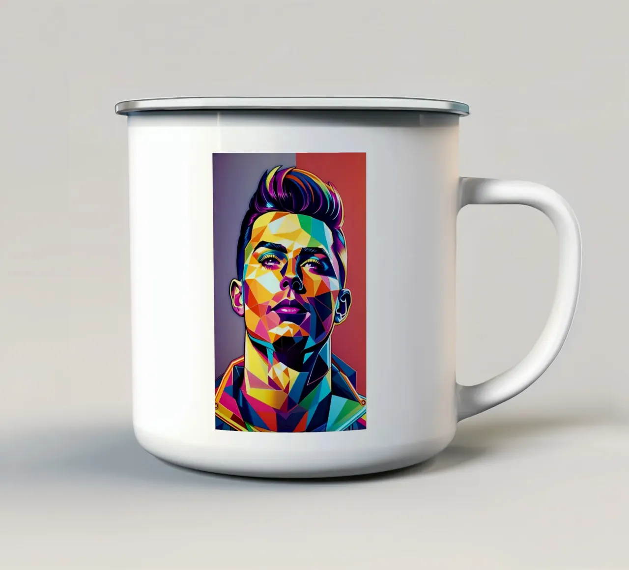 Cristiano Ronaldo pop art neon tazza in smalto da BONANZA