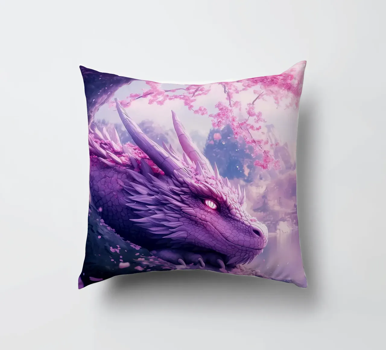 Drago in fiore di ciliegio cuscino da Ginnery